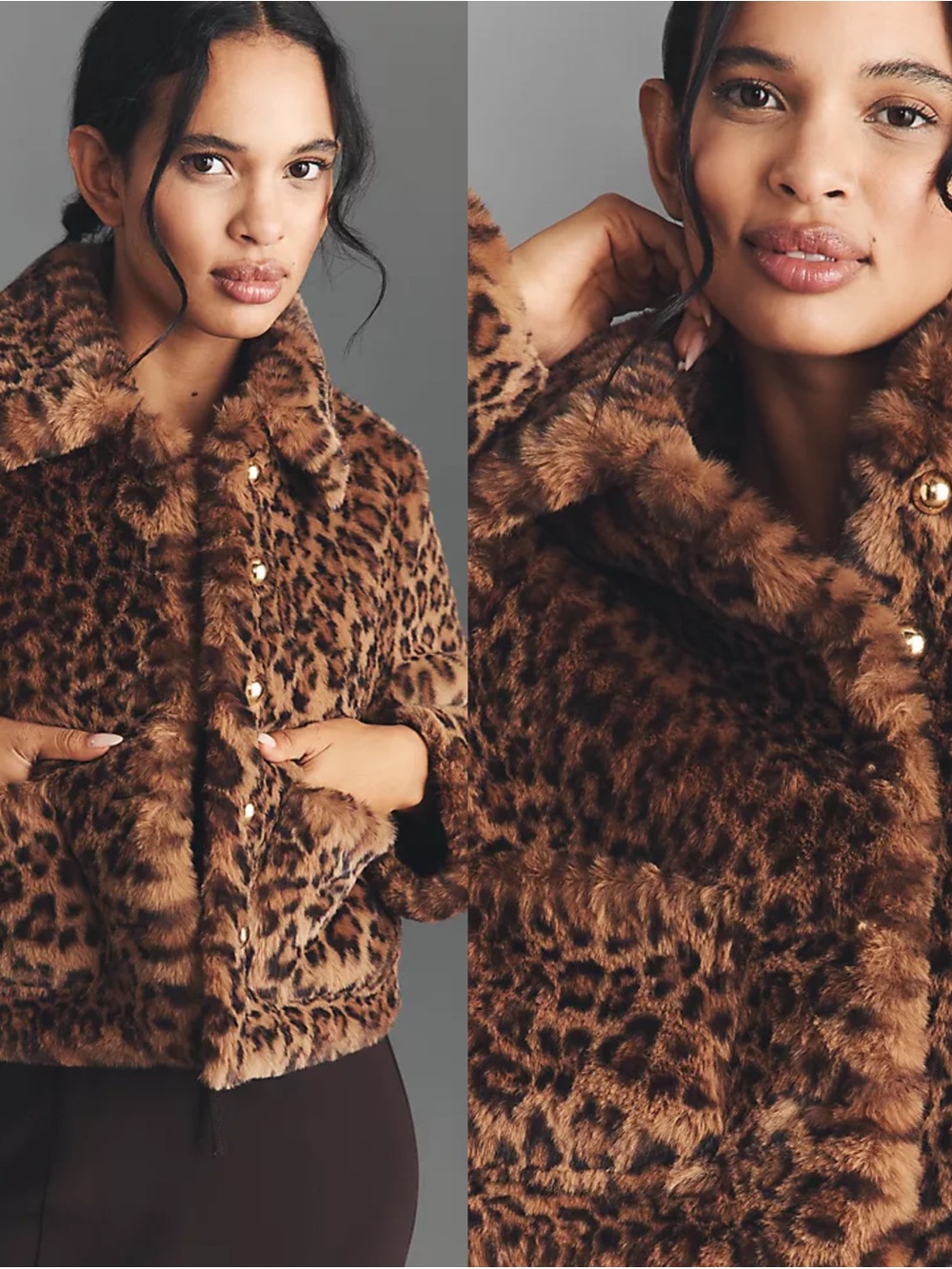 Maeve Faux Fur Leopard Cheetah Crop Jacket